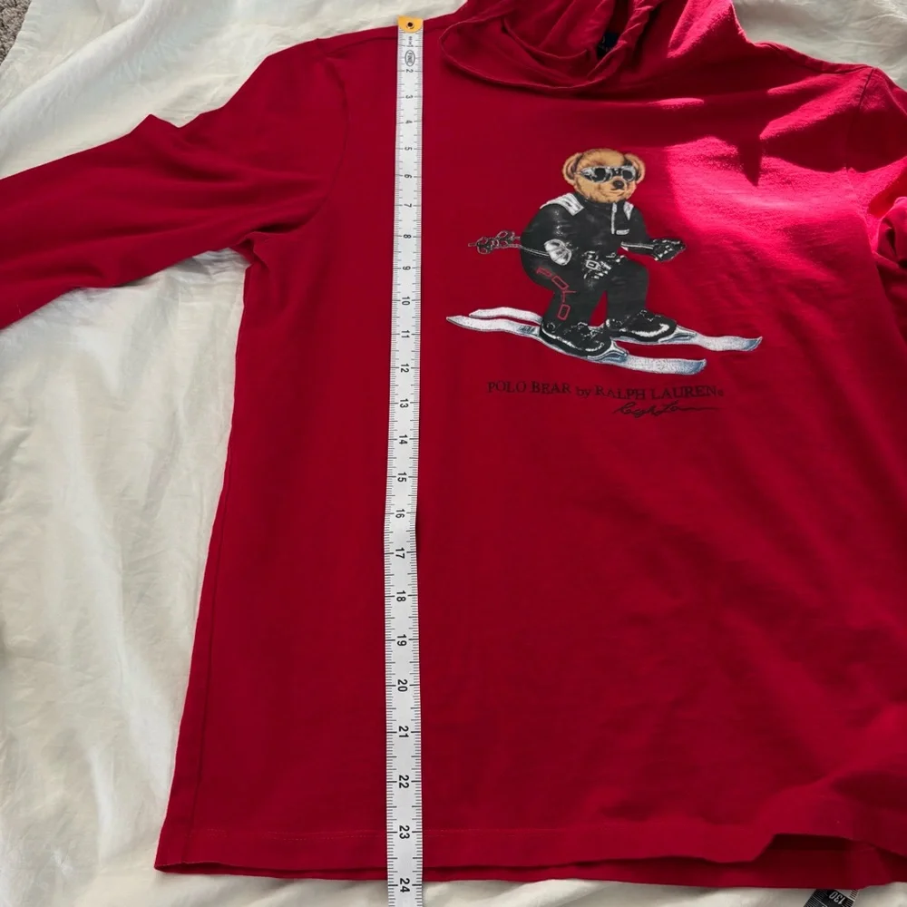 Vintage Polo Ralph Lauren Polo Alpine Ski Bear Y2K Red Long Sleeve Hood - Picture 9 of 12